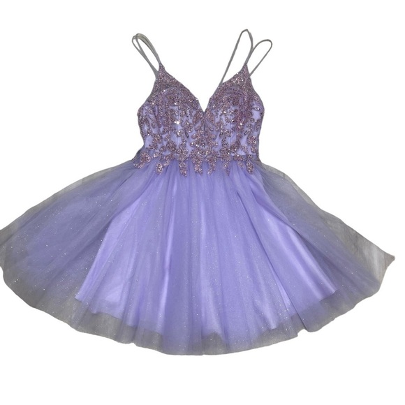 Coya Collection New XS Floral Embroidered Open V Back Tulle Fit and Flare Dress - Picture 9 of 14